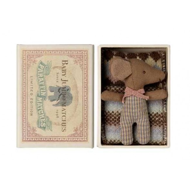 Maileg - Pospana beba miš u kutiji šibica, roze