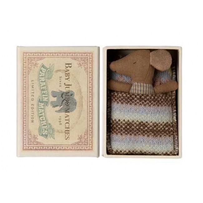 Maileg - Pospana beba miš u kutiji šibica, roze