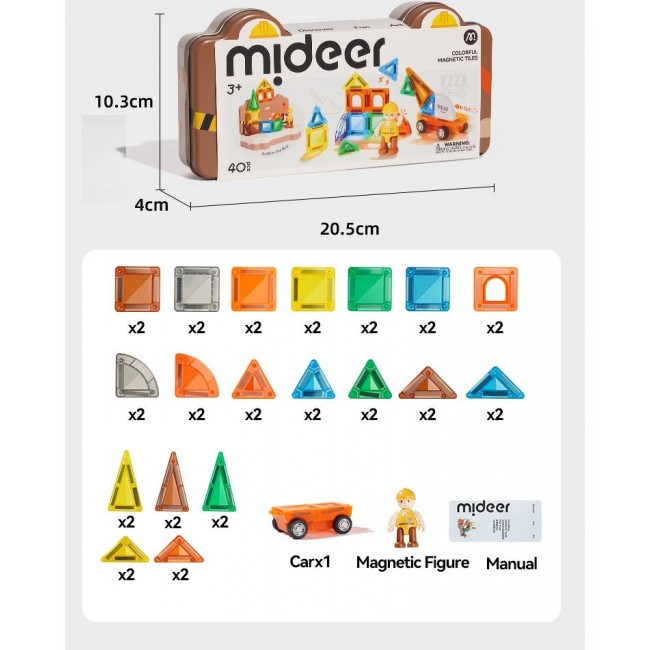 Mideer - Magnetne pločice mini, inženjer, 40 delova Mideer - Magnetne pločice mini, inženjer, 40 delova