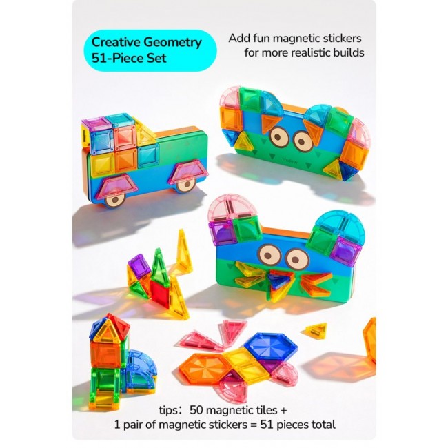 Mideer - Magnetne pločice mini, geometrija, 51 deo Mideer - Magnetne pločice mini, geometrija, 51 deo