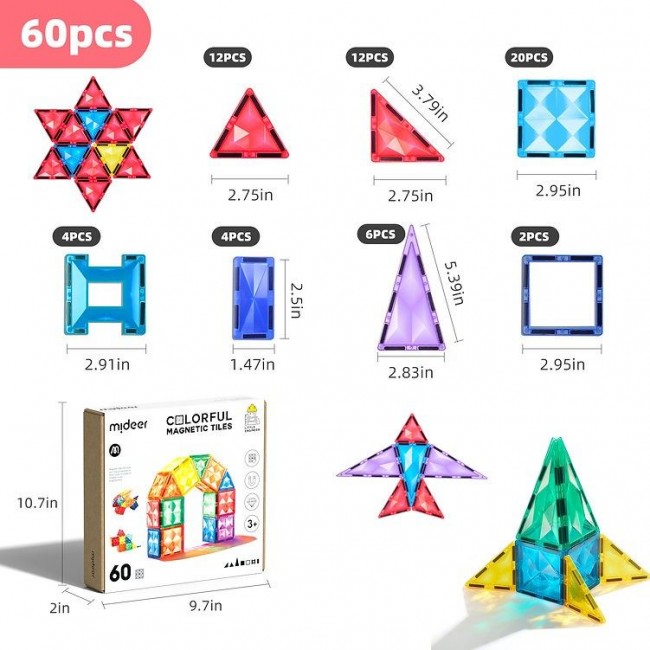 Mideer - Magnetne pločice 60 delova Mideer - Magnetne pločice 60 delova