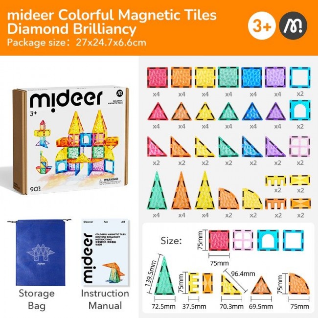 Mideer - Magnetne pločice Vitraž 90 delova Mideer - Magnetne pločice Vitraž 90 delova