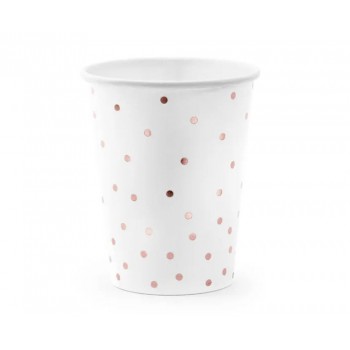 Party Deco - Čaše bele sa roze tufnama