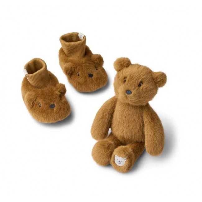 Liewood - Plišani meda i patikice, set za bebe karamel Liewood - Plišani meda i patikice, set za bebe karamel