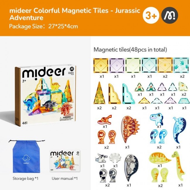 Mideer - Magnetne pločice Dinosaurus 48 delova