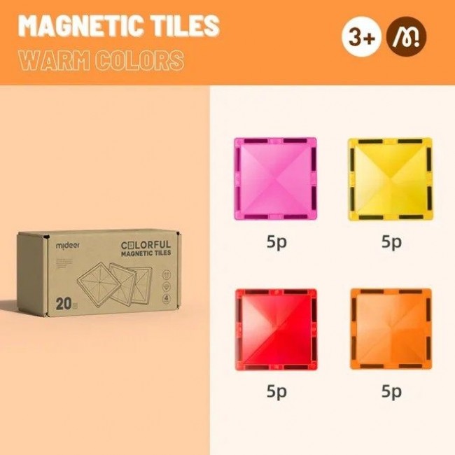 Mideer - Magnetne pločice 20 delova, tople boje Mideer - Magnetne pločice 20 delova, tople boje