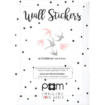 Pom - Stikeri za zid srebrno-roze laste Pom - Stikeri za zid srebrno-roze laste