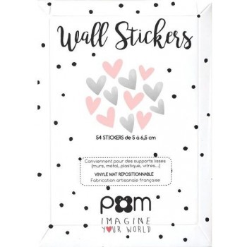Pom - Stikeri za zid srebrno-roze srca Pom - Stikeri za zid srebrno-roze srca