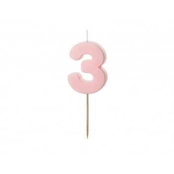 Party Deco - Svećica broj 3 roze