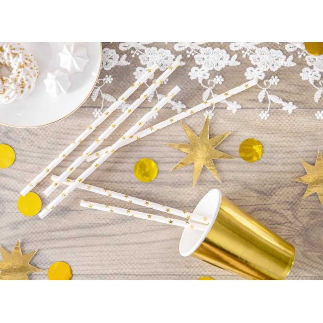 Party Deco - Slamčice sa zvezdama, zlatne Party Deco - Slamčice sa zvezdama, zlatne