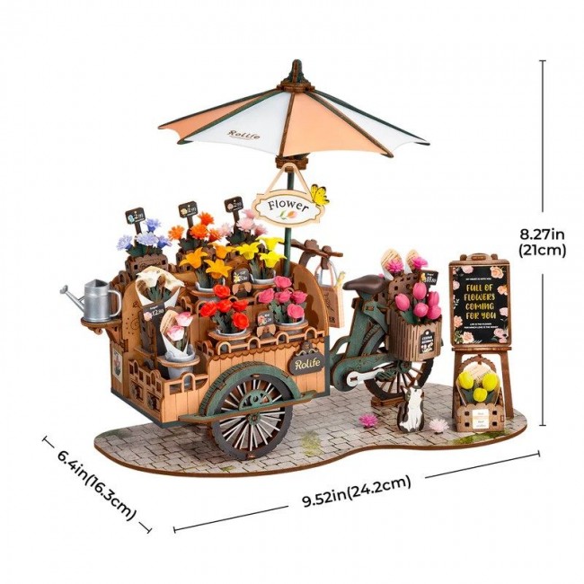 Robotime - Kolica sa cvećem, 3D slagalica Robotime - Kolica sa cvećem, 3D slagalica