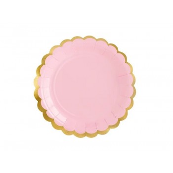 Party Deco - Tanjiri roze sa zlatnom ivicom